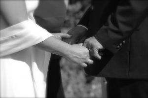 Couple holding hands