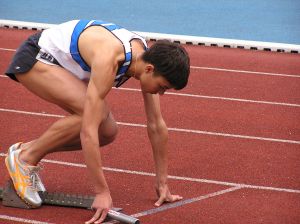 Runner at starting block