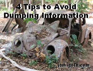 Old VW Bug in a dump with text: 4 Tips to Avoid Dumping Information