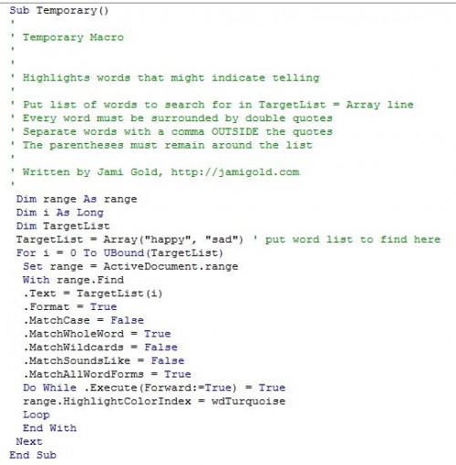 Screenshot of macro programming