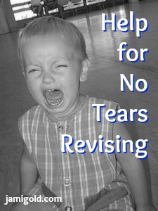 Baby crying with text: Help for No Tears Revising