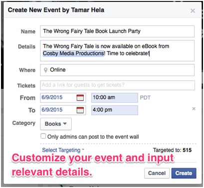 Screenshot example of Create Event dialog box