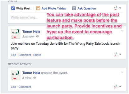 Screenshot of FB Event posts