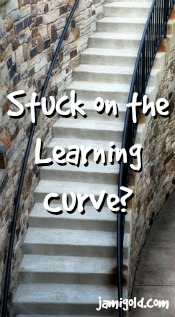 Curved stairs heading up with text: Stuck on the Learning Curve?