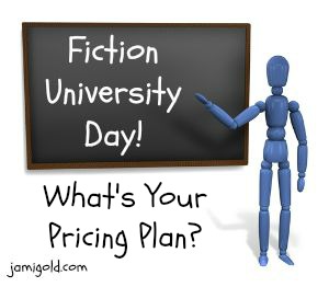 Stick figure at a chalkboard with text: What's Your Pricing Plan?