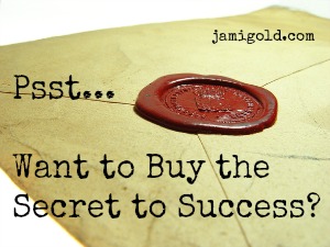 Wax seal on an envelope with text: Psst... Want to Buy the Secret to Success?