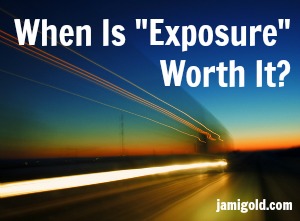 Long-exposure photo of light tracks with text: When Is "Exposure" Worth It?