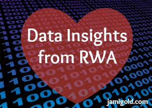Strings of 0s and 1s with a heart overlay and text: Data Insights from RWA