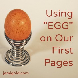 Egg in a cup with text: Using "EGG" on Our First Pages