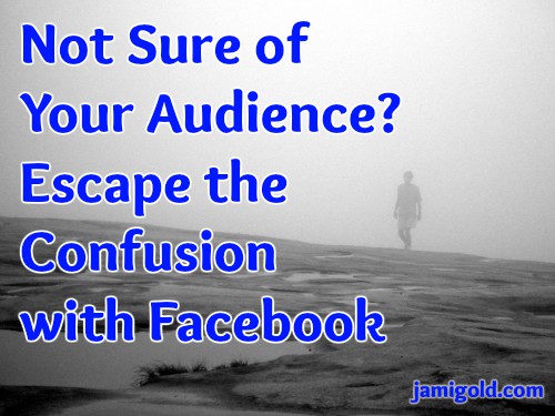 Man emerging from fog with text: Not Sure of Your Audience? Escape the Confusion with Facebook