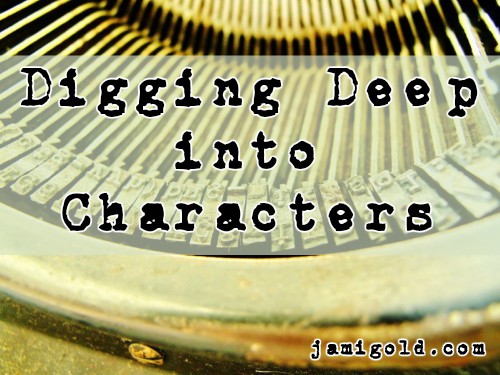 Strikers in a typewriter with text: Digging Deep into Characters