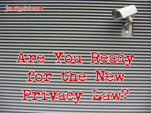 Security camera along a wall with text: Are You Ready for the New Privacy Law?
